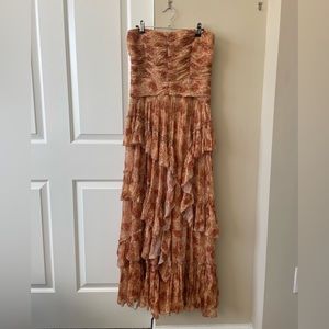 anthropologie x BHLDN jessa asymmetrical ruffled drop-waist gown